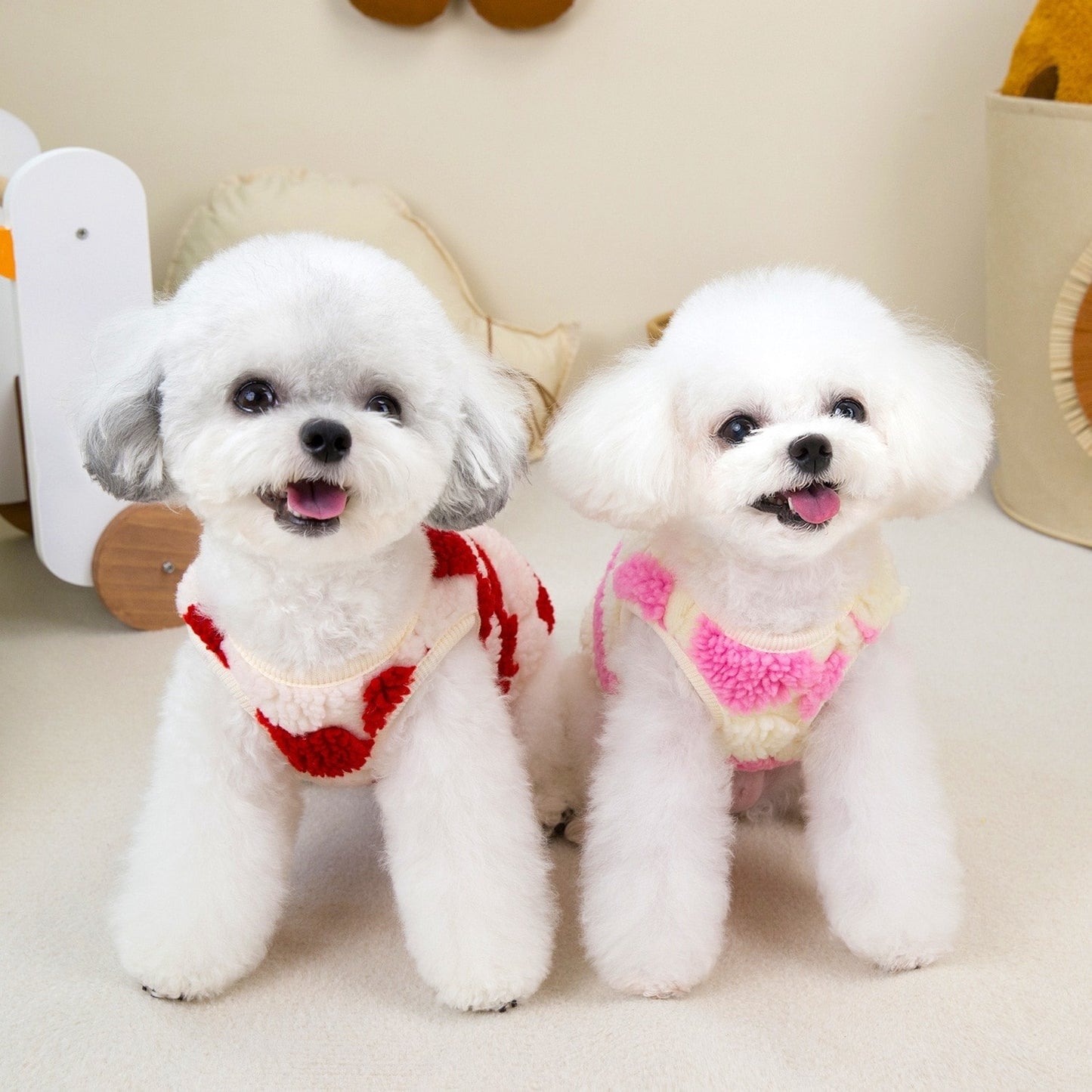 本日の限定商品犬の服猫小型犬ペット用品快適な暖かいテディ愛ハート二本足フリース