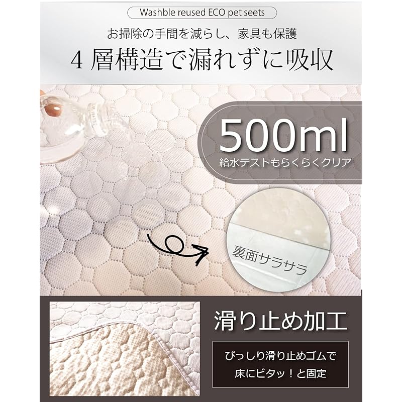 【即納】INULABO(イヌラボ) 洗える ペットシーツ ビッグ おしっこマット ペットマット 丸ごと洗える 繰り返し使える 【健康状態の変化に気づける】 (ビッグ(1枚), ホワイト)