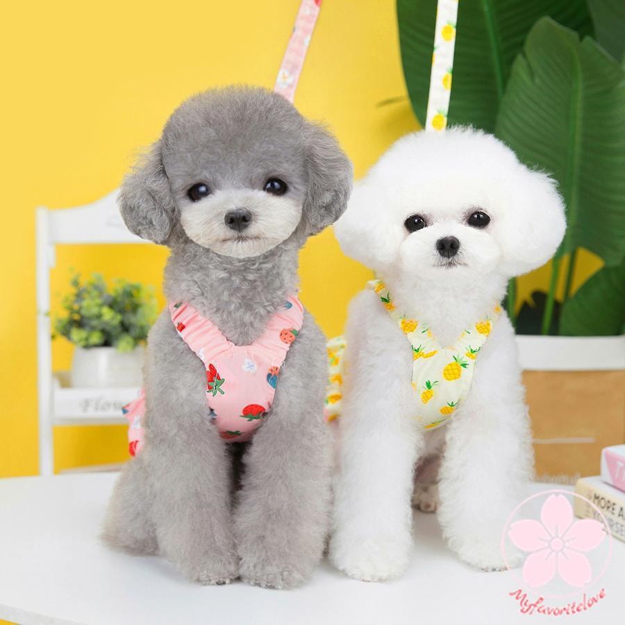 大人気 上品 ペット 服 安い 犬 春 夏 フルーツ 柄 ハーネス ウェア ワンピース かわいい 可愛い ハイブランド 猫 ドッグウェア
