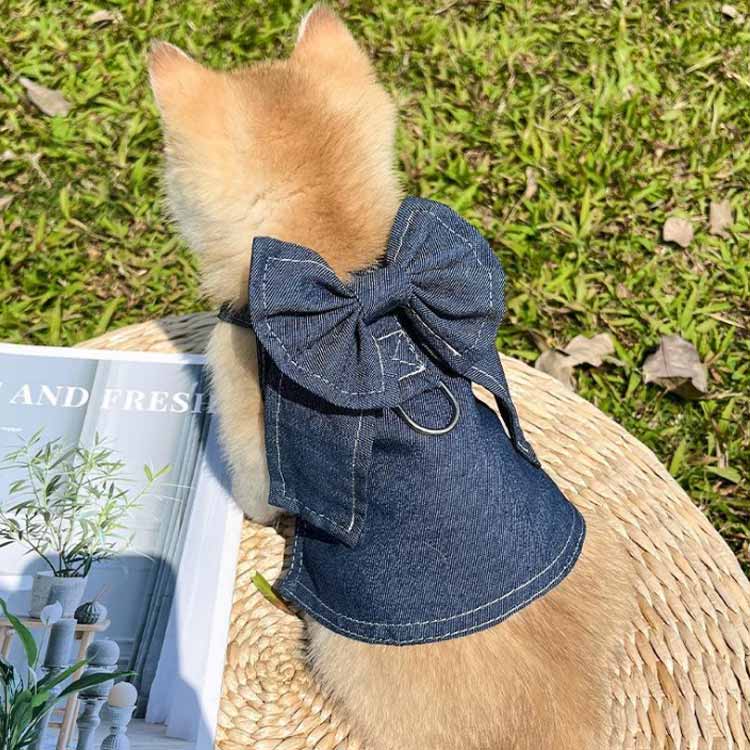 インスタ映え ハーネス 犬 胴輪 小型犬 中型犬 犬服 猫用 犬 抜けない デニムハーネス ワンピース おしゃれ かわいい ウェアハーネス 春 夏 負担が少ない 迷子防止 女の子 男の子 かわいい X