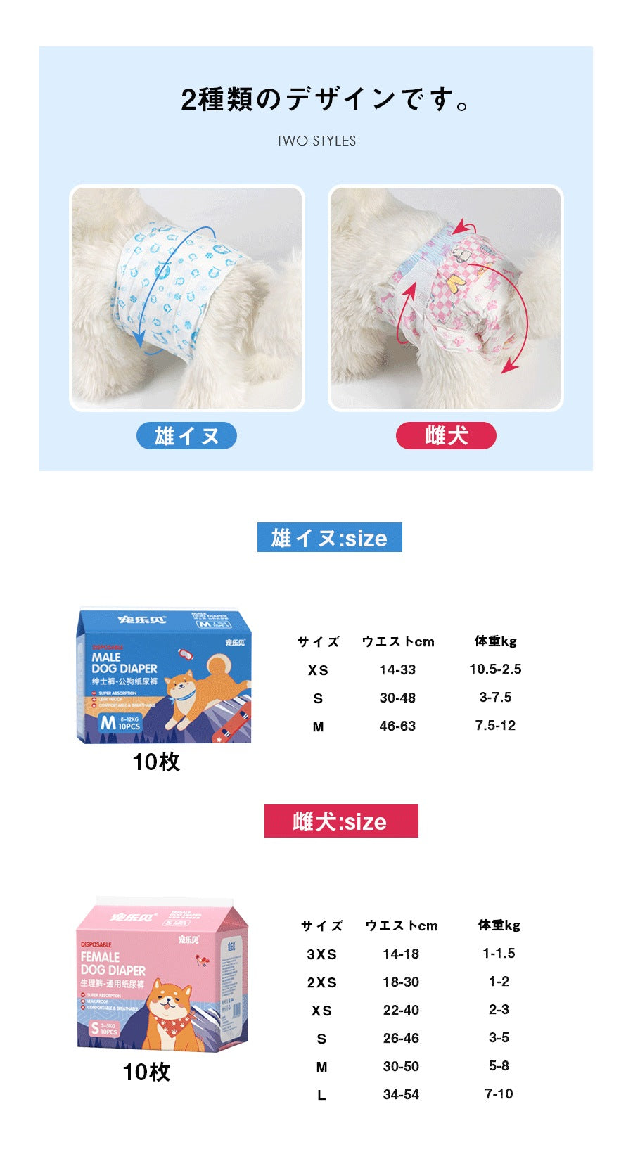 (無料)2025新入荷犬用品 犬用紙おむつです犬犬服雄イヌ紙おむつです雌犬紙おむつです早く吸水しても残りませんペットシーツ