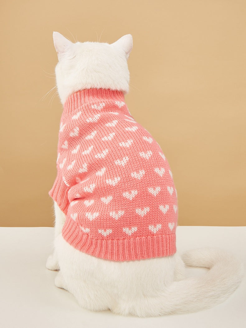 人気 可愛い ペット服 秋冬暖かいレッドピンクハート犬の服セータースカート休日クリスマス新年ペット服