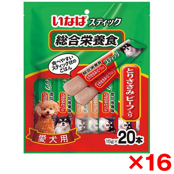 <a href="https://www.qoo10.jp/gmkt.inc/Search/brand.aspx?brandno=77771" target="_blank" class="title_brand" id="btn_brand" title="いなばペットフード">いなばペットフード</a>16個セット いなば スティック 20本入り 総合栄養食 とりささみ ビーフ入り