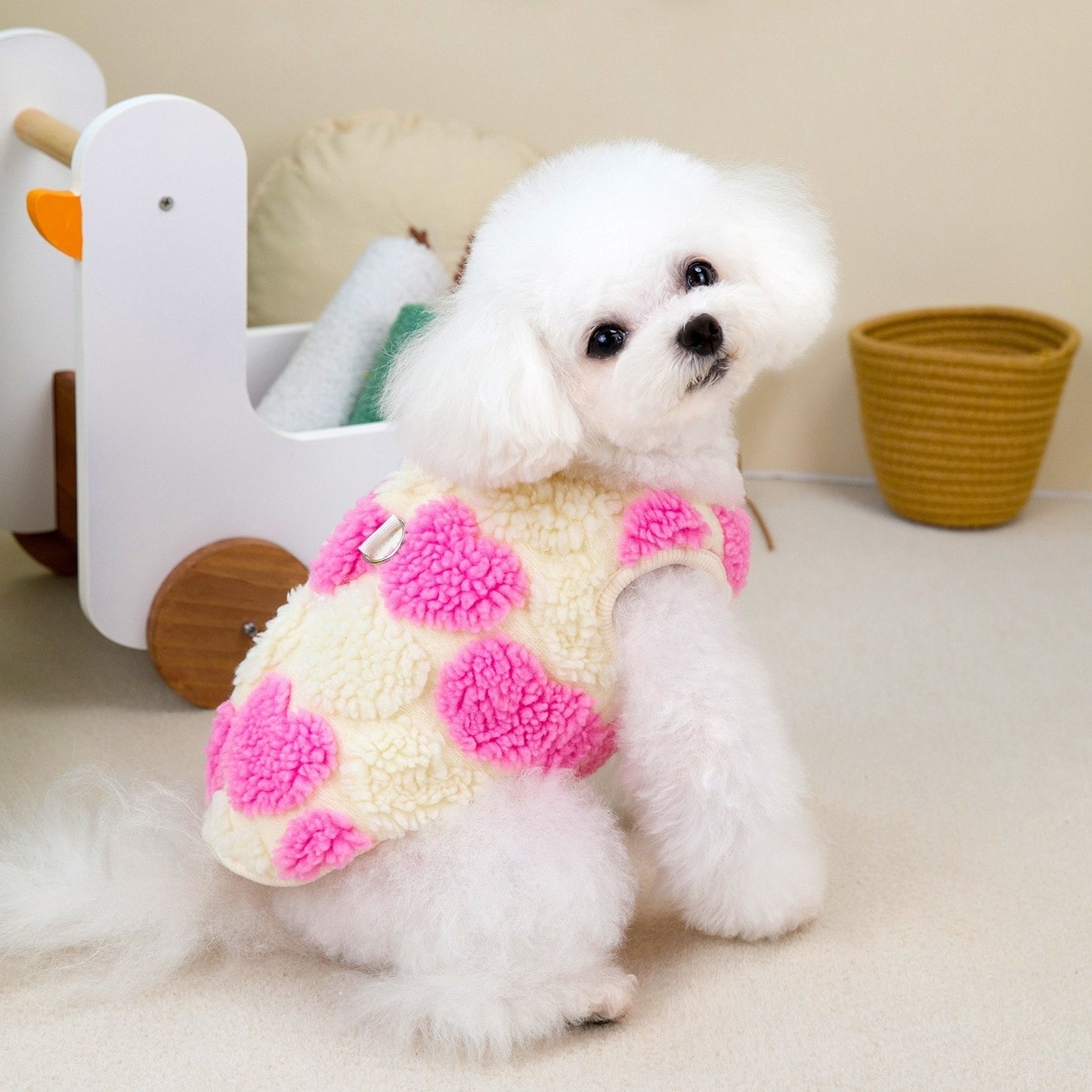 本日の限定商品犬の服猫小型犬ペット用品快適な暖かいテディ愛ハート二本足フリース