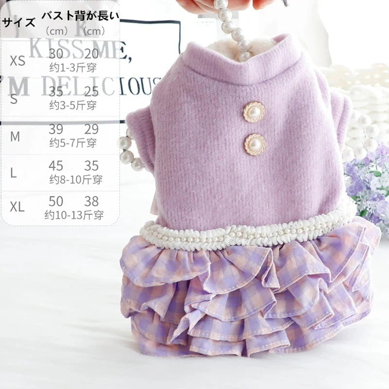 2色の新金犬の服かわいい猫のバブルスリーブロリータお姫様リボン本ピンクワンピース新生ミルク犬のミルク猫の子犬マシュマロ小型犬ペットテディ服CXDZ23