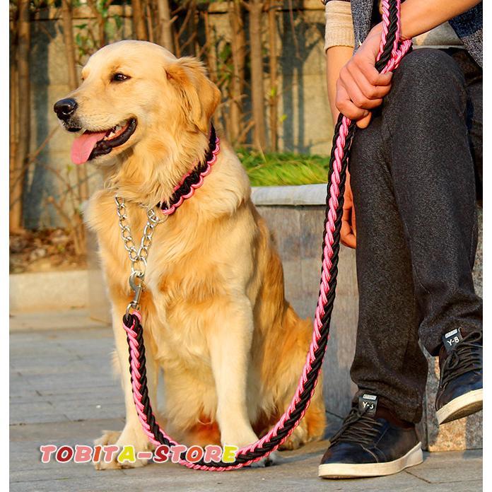犬 リード 首輪 極太 ペット ドッグ ハーフチョーク チョーカー 編込み 大型犬 中型犬 小型犬