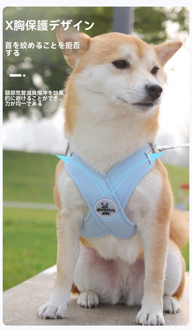 犬の鎖 通気性ペット用チェストハーネス ベスト反射犬用リード ペット用リード