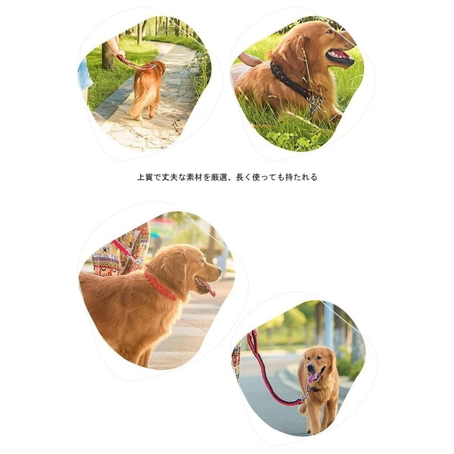 送 料 無 料!犬用 首輪 リード 2点セット 牽引ロープ ペット用品 大型犬 中型犬 牽引縄 セットアップ お洒落 ドッグウェア ハーネス 切り替え