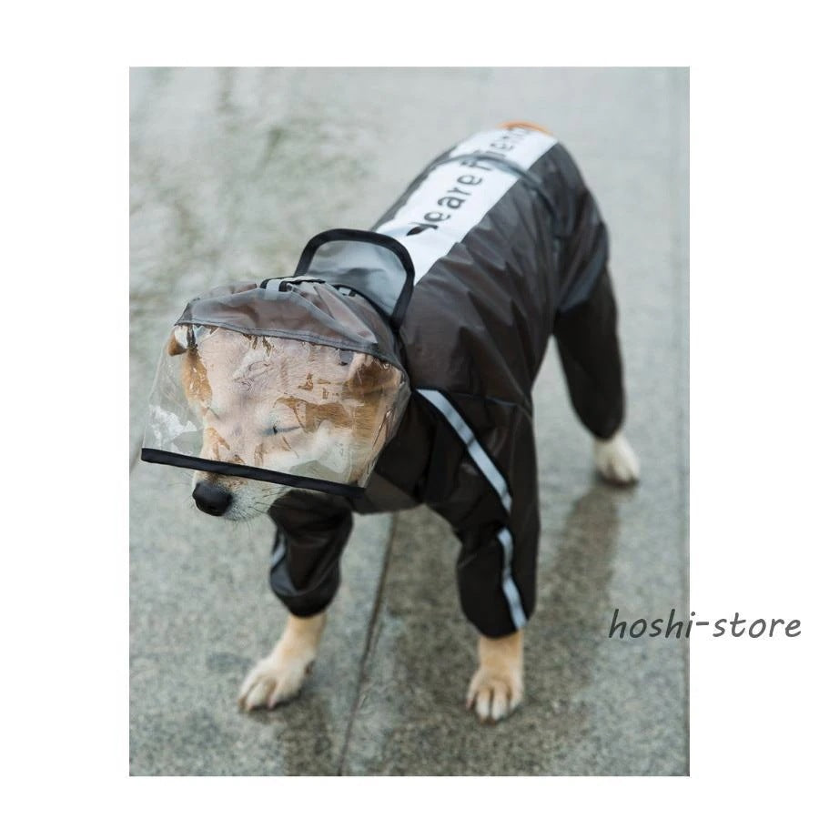 犬用 レインコート ポンチョ 着せやすい ドッグウェア 柴犬 ブラック ホワイト 雨具 カッパ 透明 フード付 小型 中型 大型