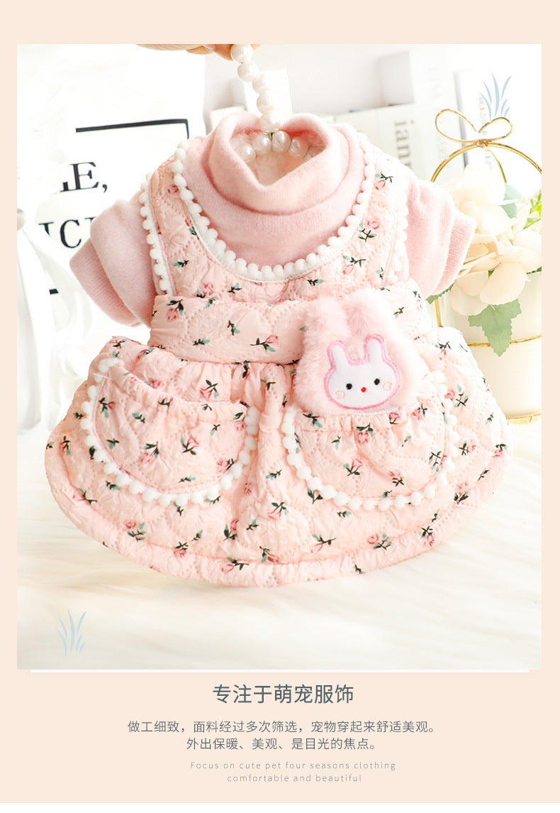 2色XS-XLあたたまることスエード入り厚手タイプ犬の服かわいい猫の新生ミルク犬のミルク猫のプリンセスワンピース子犬マシュマロ小型犬ペットテディ服キャミソール甘い猫犬服CXDZ63