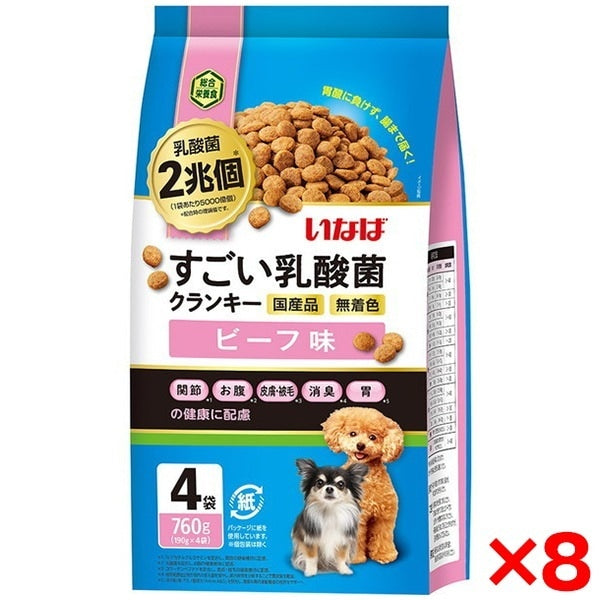 <a href="https://www.qoo10.jp/gmkt.inc/Search/brand.aspx?brandno=77771" target="_blank" class="title_brand" id="btn_brand" title="いなばペットフード">いなばペットフード</a>8個セット すごい乳酸菌クランキー 190g×4袋 ビーフ味