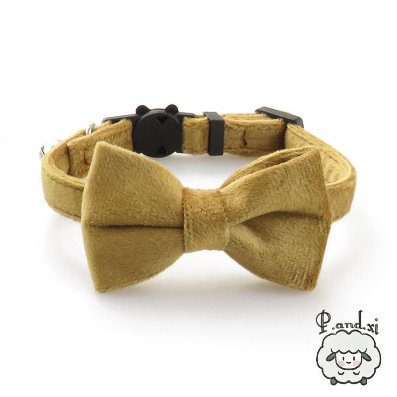 ペット用品 ベロア調 セーフティーバックル チョ かわいい キャット おしゃれ ネコ用 カラー ねこ 蝶ネクタイ 無地 鈴付き 単色 リボン 猫用首輪