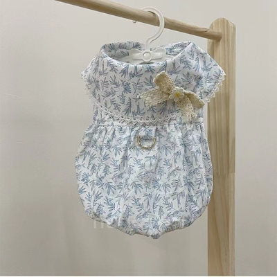 【新作犬猫服 登場】 犬服 ペット服 犬 洋服 犬服夏薄手リード付きバックル花柄スカート新作ペット服