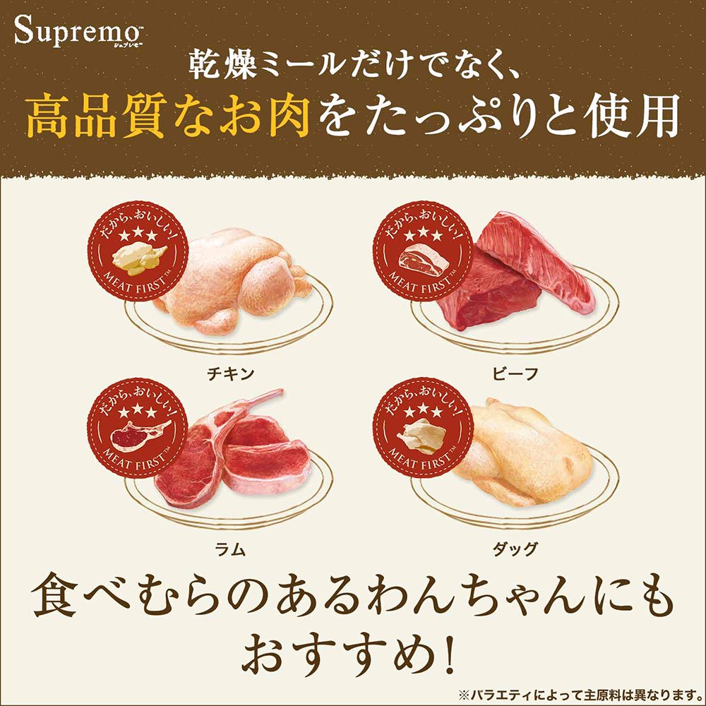 <a href="https://www.qoo10.jp/gmkt.inc/Search/brand.aspx?brandno=56208" target="_blank" class="title_brand" id="btn_brand" title="シュプレモ">シュプレモ</a>ニュートロ 超小型犬ー小型犬用 成犬用 牧場のレシピ ビーフのグリル 4kg+パウチ 1袋 おまけ付 CRC45―05―21―10―00