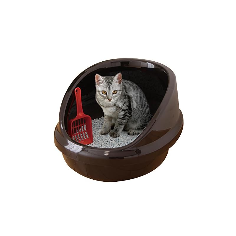 【即納】アイリスオーヤマ 猫トイレ 猫 トイレ ハーフカバー (スコップ付き) 黒 P-NE-500-H
