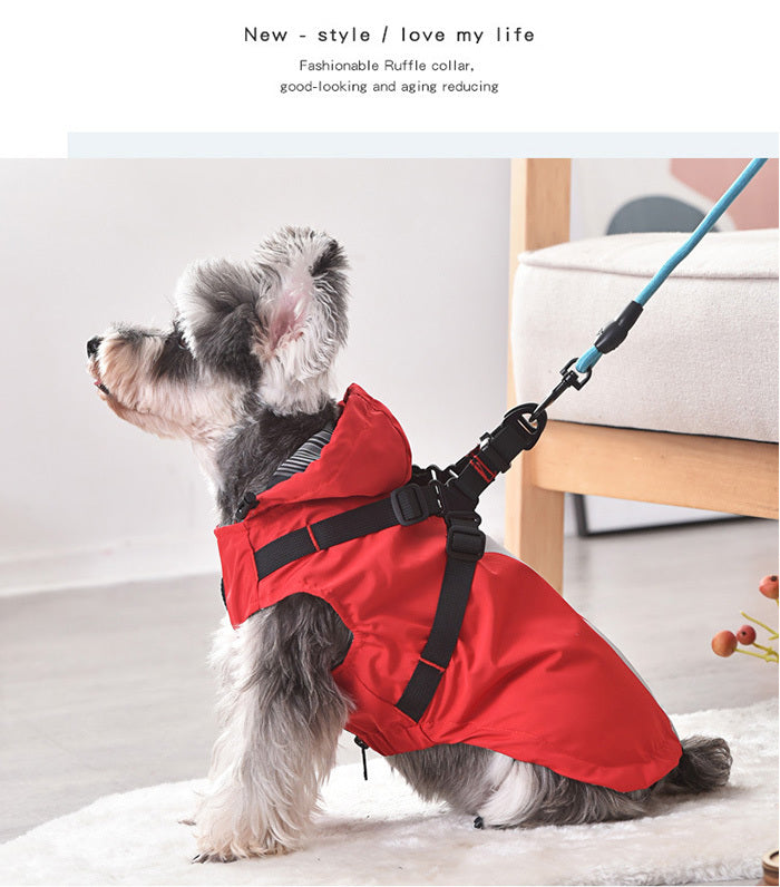 レインコート 服 ドッグウェア 一体型 ウェア 犬 フード付 ハーネス 中型犬 ペット ドッグ 猫 小型犬