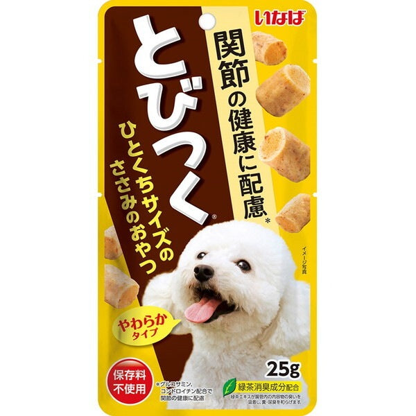 <a href="https://www.qoo10.jp/gmkt.inc/Search/brand.aspx?brandno=77771" target="_blank" class="title_brand" id="btn_brand" title="いなばペットフード">いなばペットフード</a>いなば とびつく 関節の健康に配慮 25g