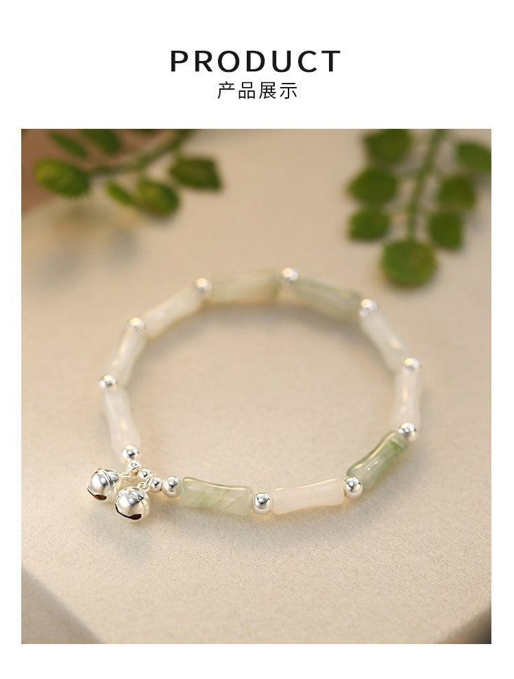 工厂直销现货仿天山翠铃铛竹节手链新中式爆款女高级感小众手饰品