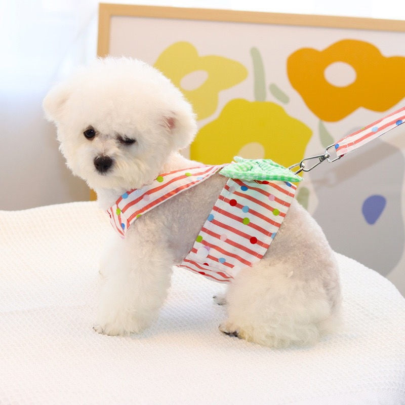 ペットの胸の牽引紐の犬の背もたれの蝶結びの胸のバックの猫の日韓の小型犬のペットの服装 メガ割ワンピースパンツトートバッグ