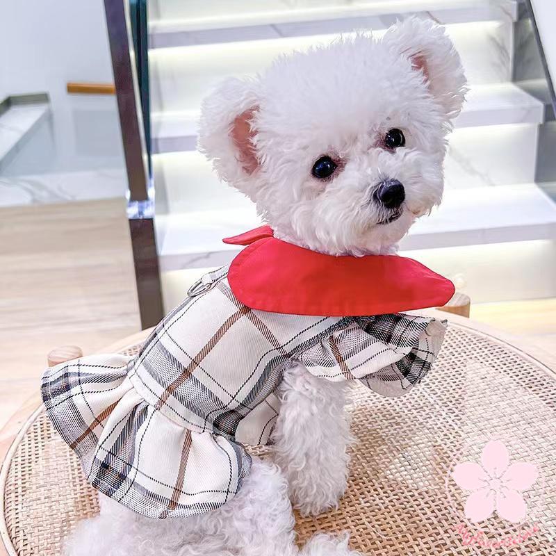 万能流行感 ペット 服 安い 犬 春 夏 秋 チェック 柄 ワンピース かわいい 可愛い ハイブランド 猫 ドッグウェア