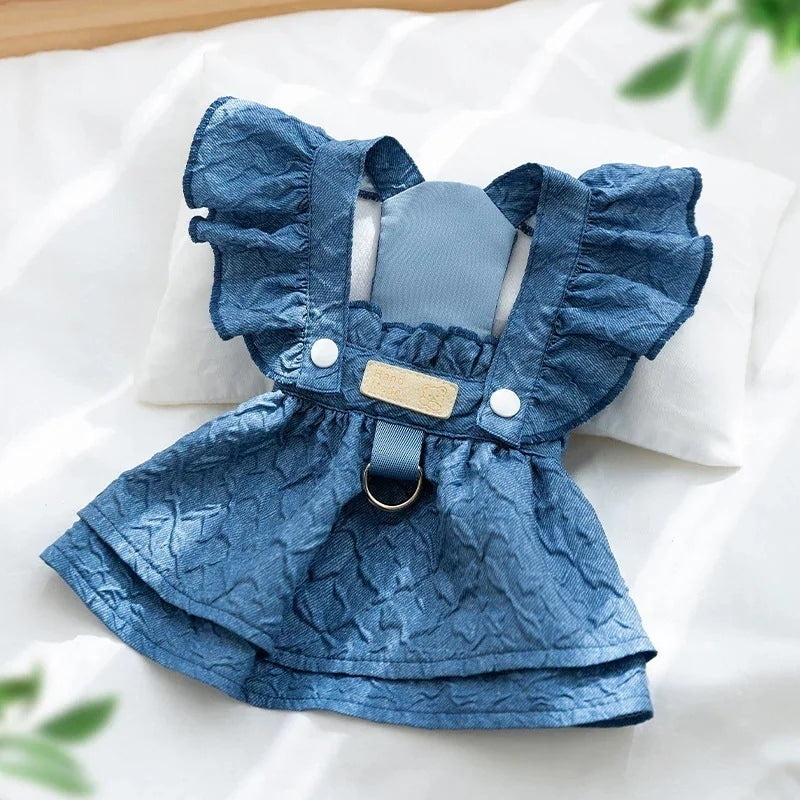【新入荷】犬 洋服 犬 猫 デニム服 スカート 夏 ペット服 小型犬