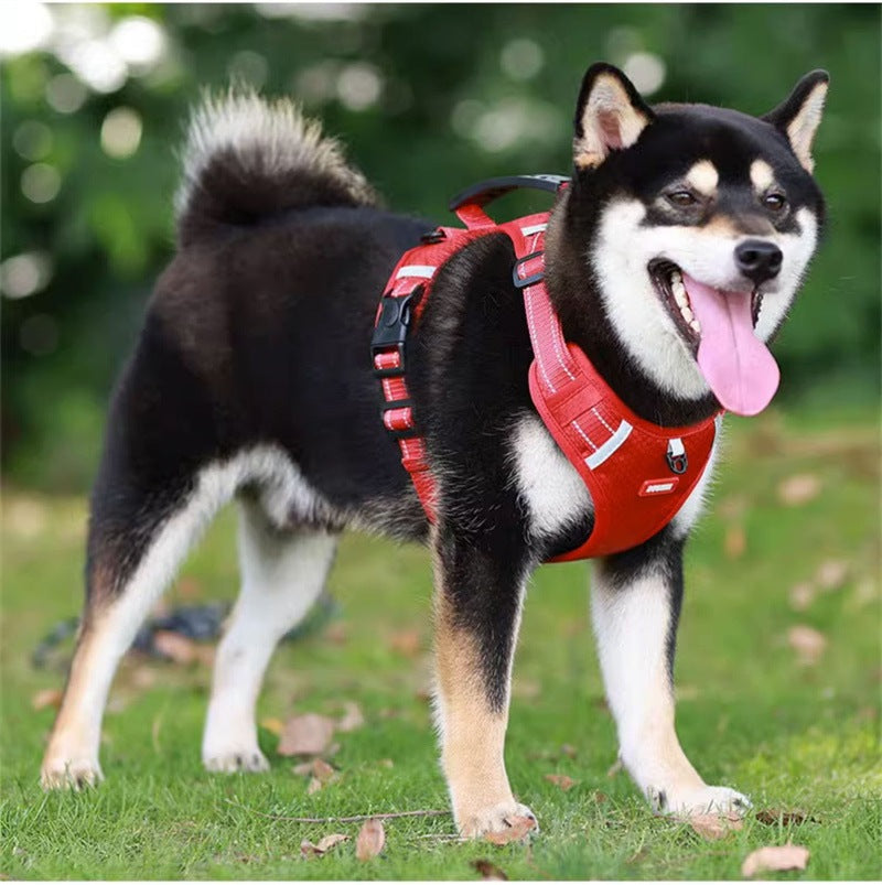 犬ハーネス 犬用 5.0m伸縮紐 犬用胴輪 反射材料付き 装着簡単 喉にやさしい 小型犬 大型犬 散歩/訓練/お出掛 ペット はーねす 安全 抜けない 軽量 調節可能