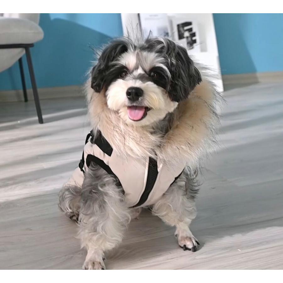 ジャンパー お出かけ ジャケット フード付き 裏ボア 中型犬 小型犬 中綿入り ハーネス一体型 犬 冬服 おしゃれ あったか 犬服 秋冬 ハーネス付き 犬 防寒 コート