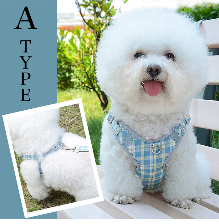 服 ドッグ キャット 猫 ウェアハーネス リード付 犬 ハーネス ペット カラフル 胴輪 チェック