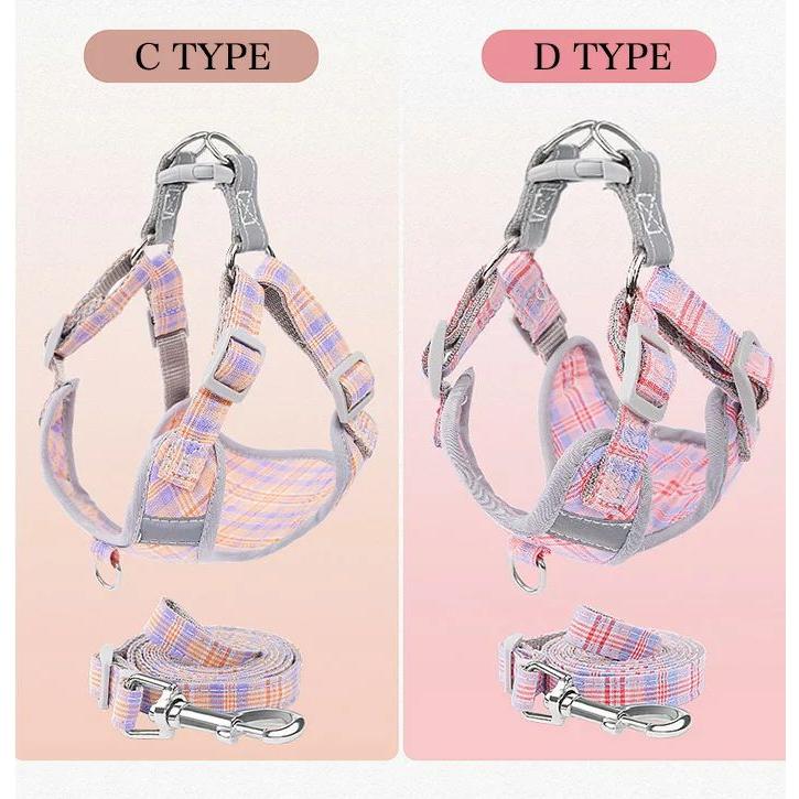 新商品プロモーション,数量限定 犬 猫 ハーネス リード付 カラフル チェック ウェアハーネス ペット 服 胴輪 キャット ドッグ犬 猫