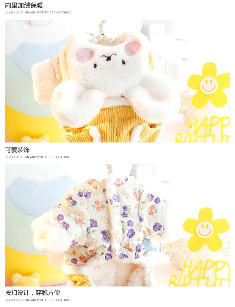 2色XS-XLあたたまることスエード入り厚手タイプ犬の服かわいいウサギ猫のミルク犬のミルクプリンセス子犬マシュマロ小型犬テディ服キャミソール甘い猫犬服CXDZ93