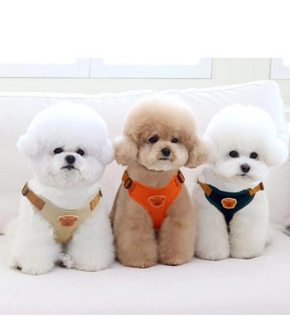 犬牽引ロープベスト小型ドッグラン熊テディ比熊通気ストラップ子犬チェーン調節