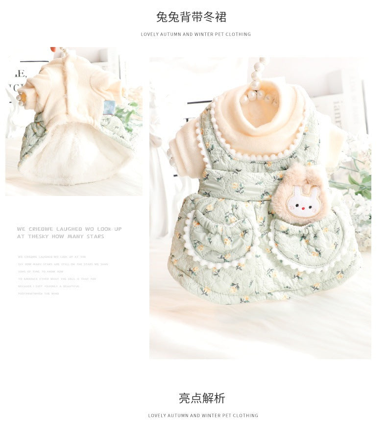 2色XS-XLあたたまることスエード入り厚手タイプ犬の服かわいい猫の新生ミルク犬のミルク猫のプリンセスワンピース子犬マシュマロ小型犬ペットテディ服キャミソール甘い猫犬服CXDZ63