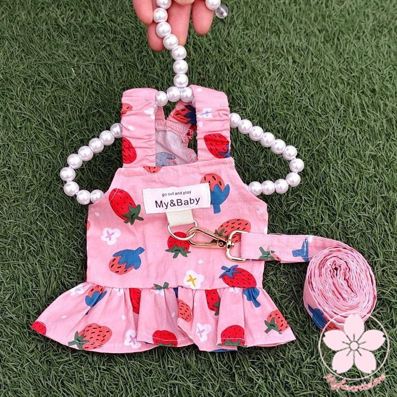 高級な質感 ペット 服 安い 犬 春 夏 フルーツ 柄 ハーネス ウェア ワンピース かわいい 可愛い ハイブランド 猫 ドッグウェア