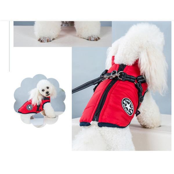 犬 服 犬の服 犬用ベスト ダウン風ベスト 犬用アウター ペット服 ハーネス一体 ドッグウェア 中綿 冬服 小型犬 中型犬 ジップアップ 防寒 温かい