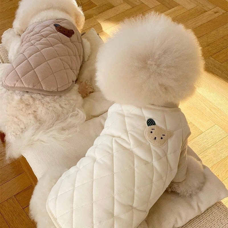 犬 服 ジャケット コート クマ 犬の服 オシャレ 防寒 キルティング ダウン風ジャケット 冬 防寒 冬服 冬物