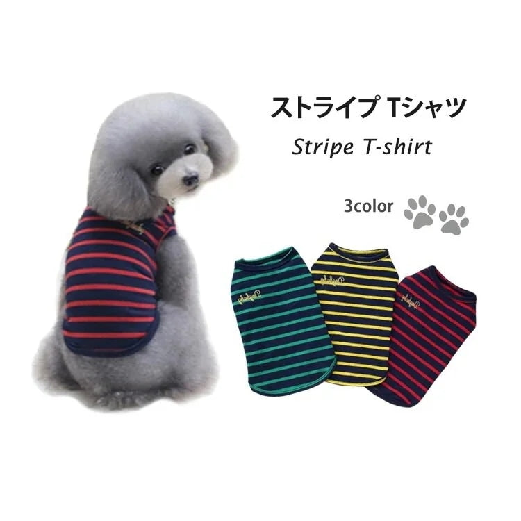 犬 犬服 犬の服 犬用品 ワンチャン ペット用品 大人気 カワイイ ストライプ Tシャツ