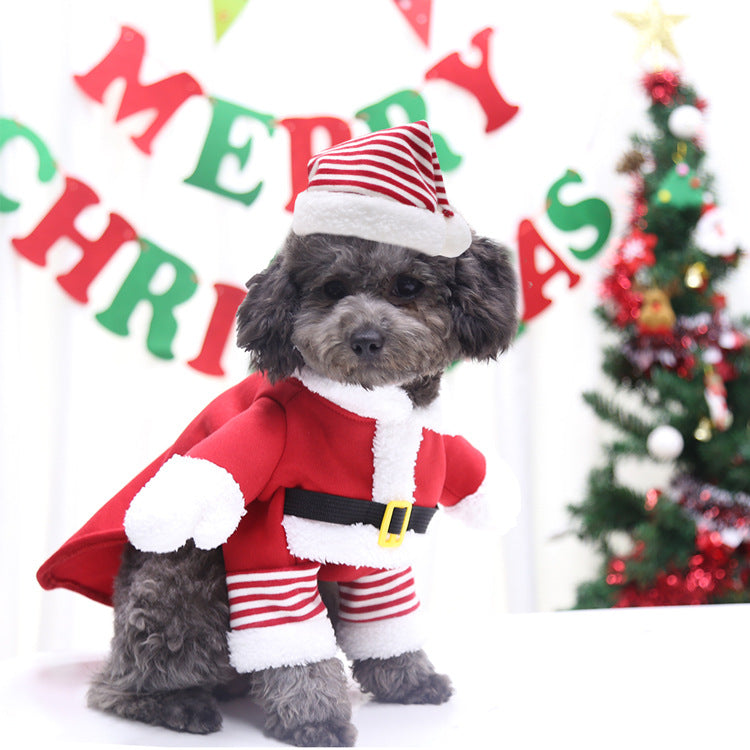 2023年新作入荷 ペット服 犬 服 Tシャツ ドッグウェア中国のビッグドッグと猫サンタクロース犬犬の犬のペット製品秋と冬の豪華なファンボディゴールデンレトリバーの変更