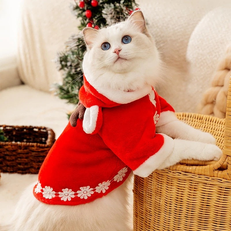 秋冬の犬服 テディボーミペットのコキシナレビーベア秋冬服 猫の服クリスマスシリーズ鹿の角のマント