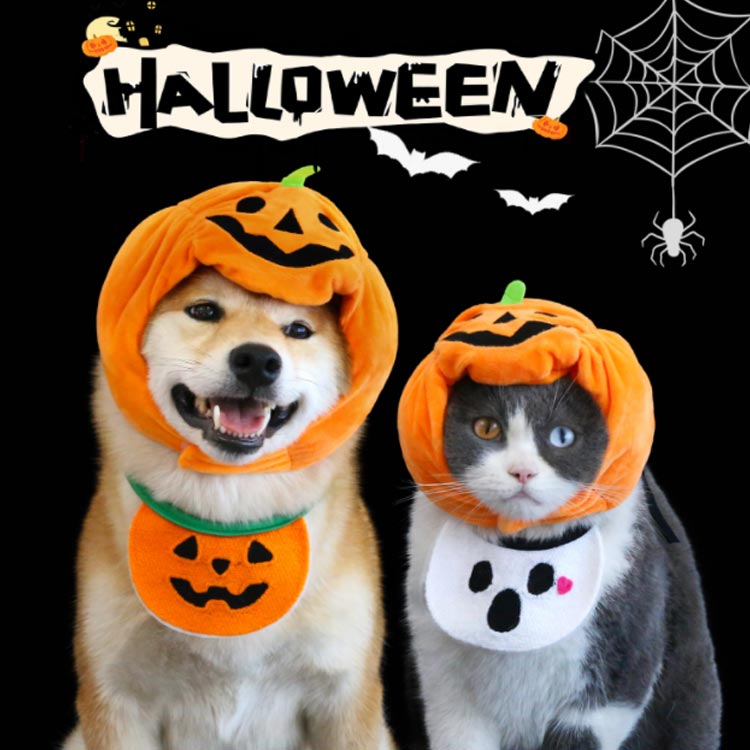 タイムセール 服 衣装 犬 帽子 ハロウィン かぼちゃ パンプキン ペット 着ぐるみ スタイ 被り物 かぼちゃ帽子 コスプレ もしろ ハロウィン 帽子 コスチューム 幽霊 犬 猫 ドッグウェア ペット