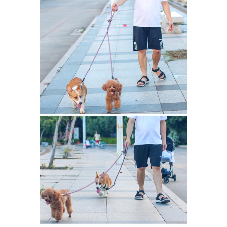 犬 リード 2.6m ショルダーリード 肩掛けリード 2頭引き リード ロングリード 反射機能 小型犬 中型犬 散歩 コンパクト 長い 多頭飼い