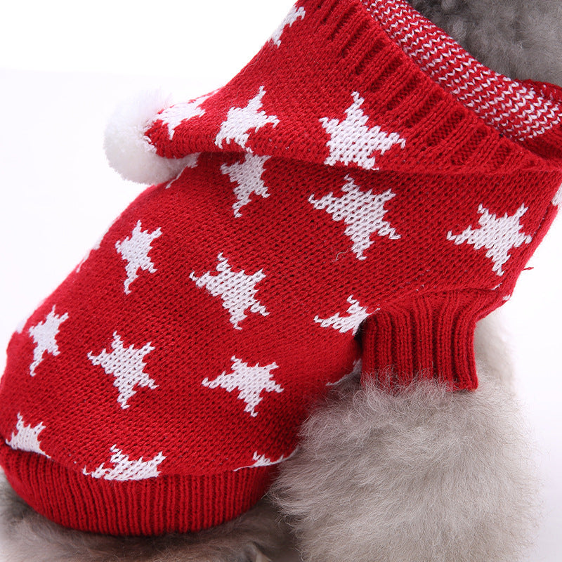 新作 ペットウェア 犬服クリスマス衣雪花セーターハロウィンペット服セーターヘラジカ衣犬セーター