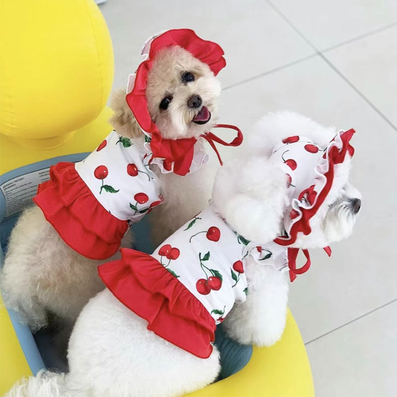 工ガ割-犬服可愛いチェリー水着ワンピース中小型犬子猫服ペット服