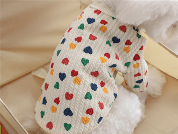 ドッグウェア ハート柄 犬 服 トップス 犬の服 あったか 秋 冬 超小型犬 小型犬 中型犬 猫 ペット 犬用 洋服 お散歩 可愛い メール便