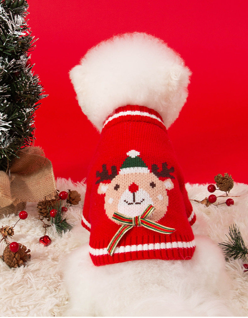 秋と冬犬エルククリスマスお祝いセーター小型および中型犬猫ペット服新年服 ペット服