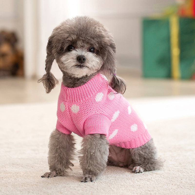 人气新作ホット冬ペット セーター クリスマス小型および中型犬ストライプ フード付きセーター ニット ペット服