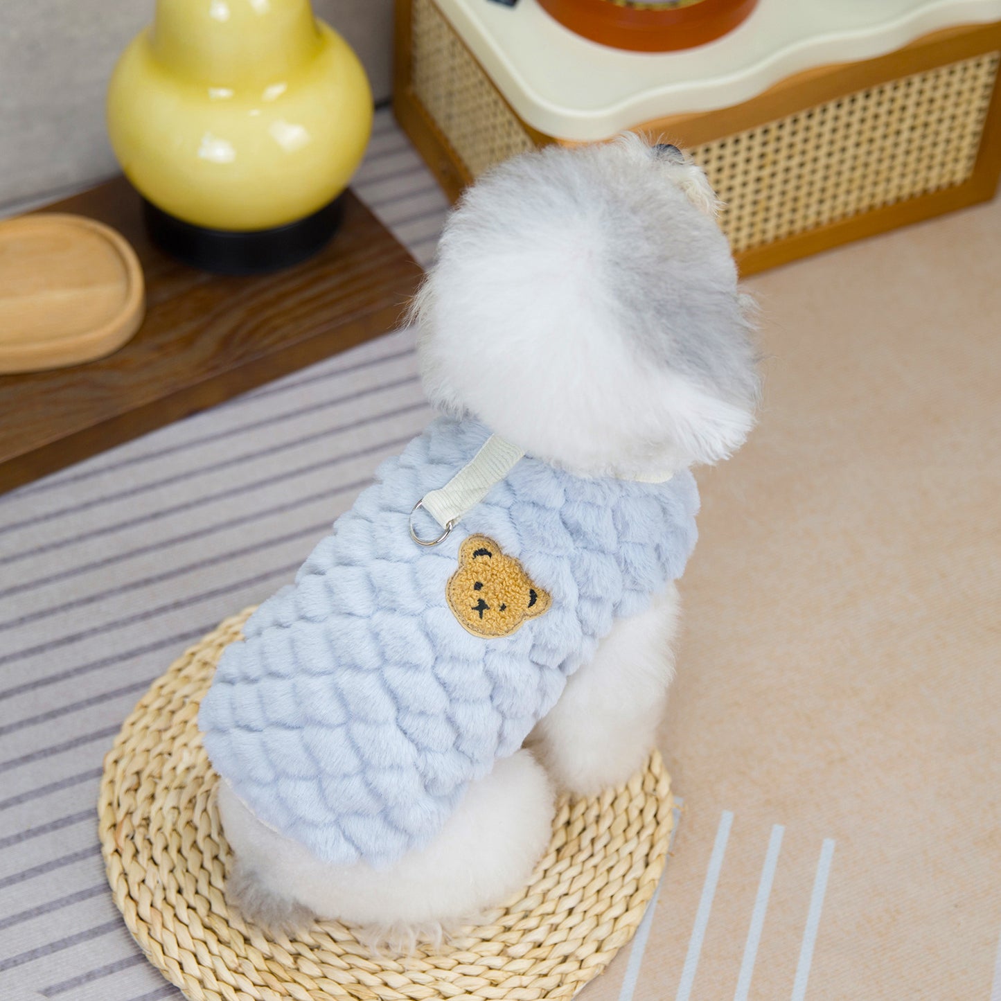 人気犬の服ペット服テディ小型犬猫が着ることができる秋と冬暖かい快適なピーチハート3色フリースジャケット