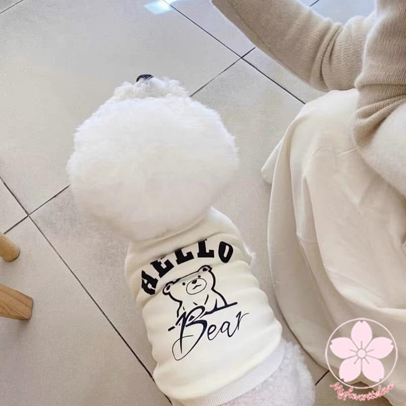 万能流行感 ペット 服 安い 犬 秋 冬 くま柄 モノトーン トレーナー かわいい 可愛い ハイブランド 猫 ドッグ ウェア