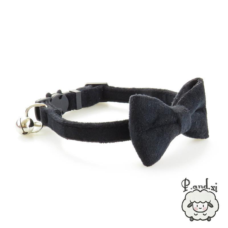 ペット用品 ベロア調 セーフティーバックル チョ かわいい キャット おしゃれ ネコ用 カラー ねこ 蝶ネクタイ 無地 鈴付き 単色 リボン 猫用首輪