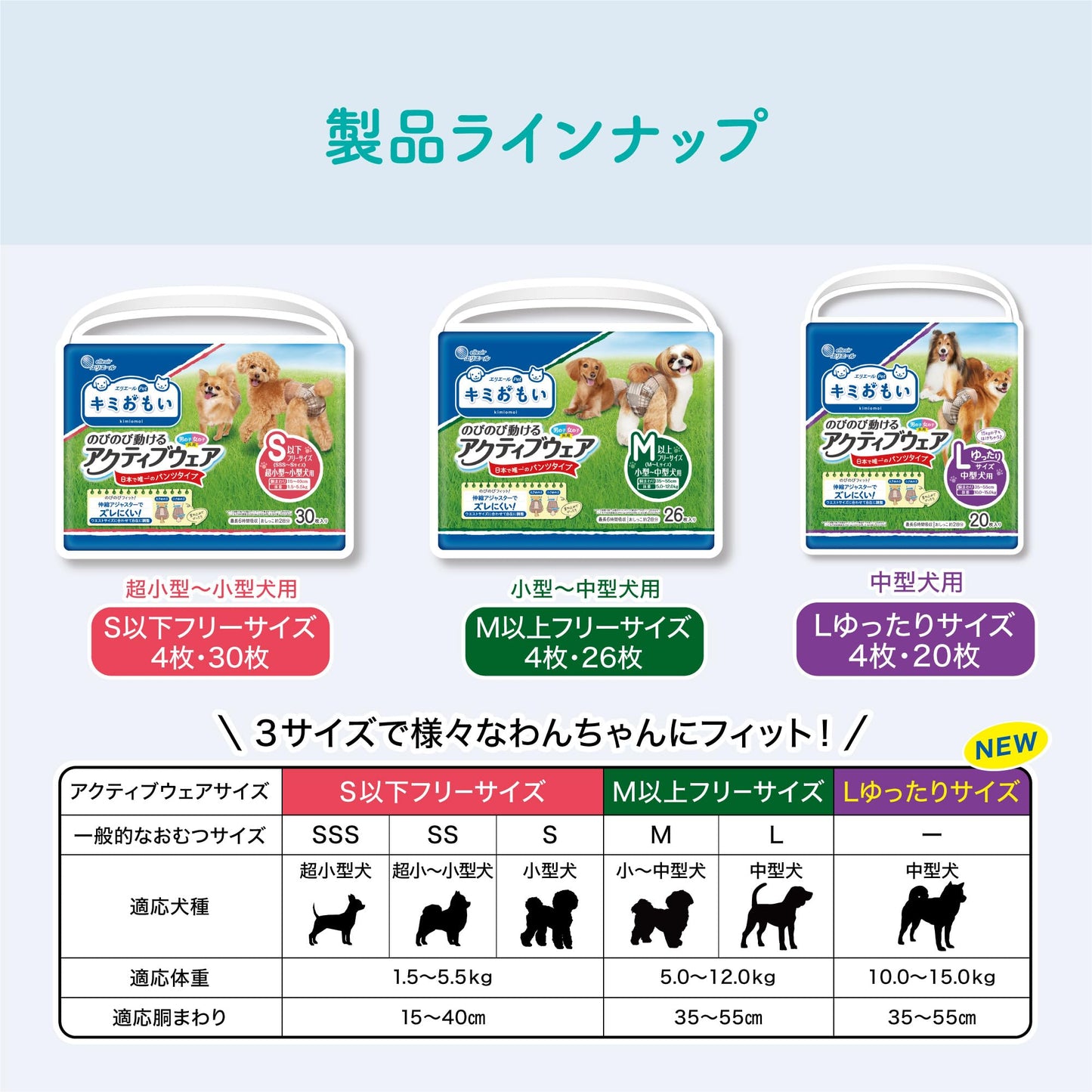 エリエール Pet キミおもい のびのび動けるアクティブウェア L ゆったり 20枚 犬用 おむつ