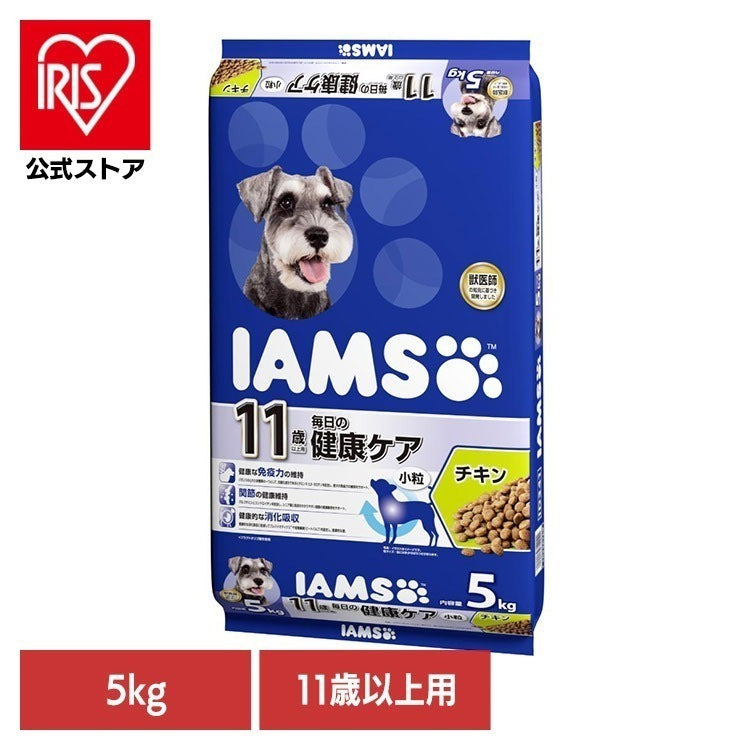 <a href="https://www.qoo10.jp/gmkt.inc/Search/brand.aspx?brandno=22351" target="_blank" class="title_brand" id="btn_brand" title="アイムス">アイムス</a>ドッグフード IAMS アイムス 11歳以上用 毎日の健康ケア チキン 小粒 5kg ID341 マースジャパンリミテッド
